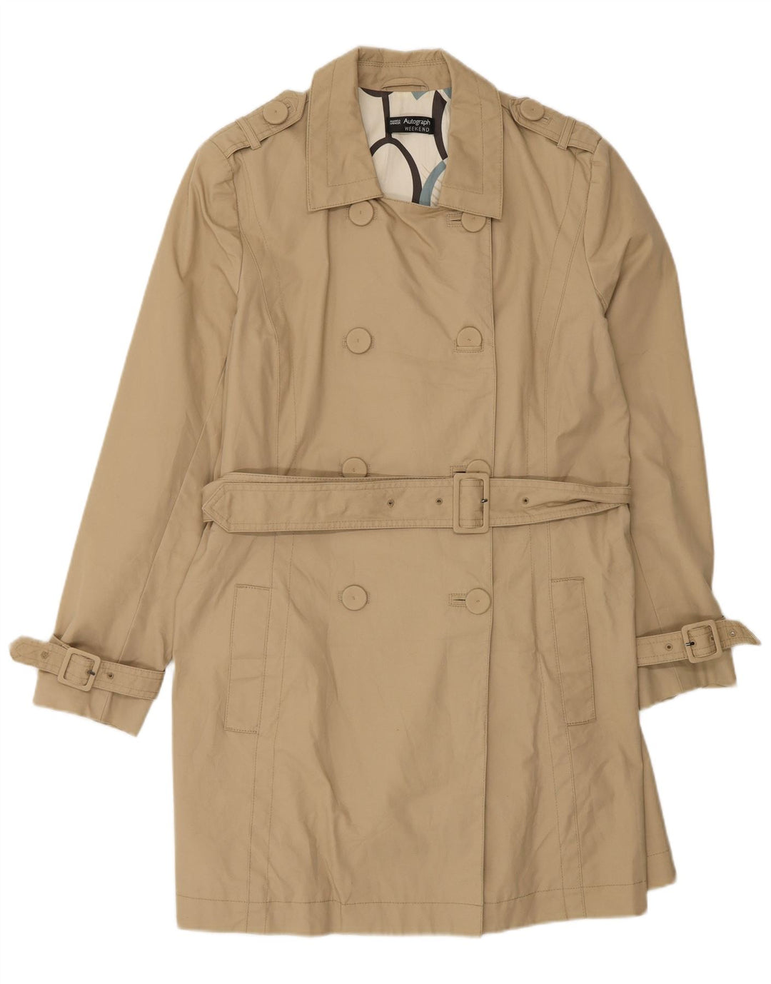 Marks & Spencer Womens Autograph Trench Coat UK 14 Large Beige Cotton