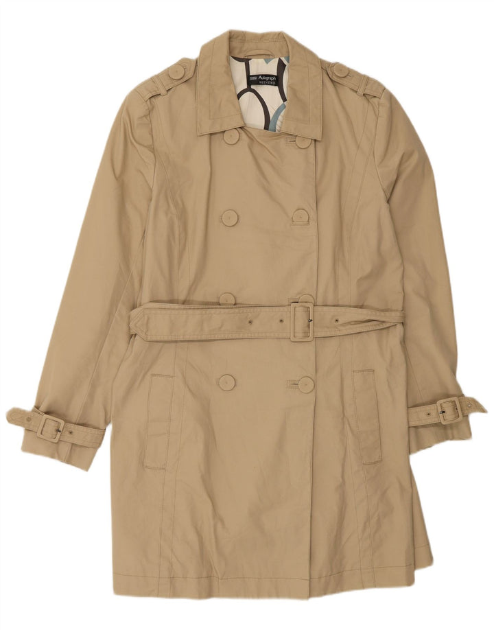 Marks & Spencer Womens Autograph Trench Coat UK 14 Large Beige Cotton