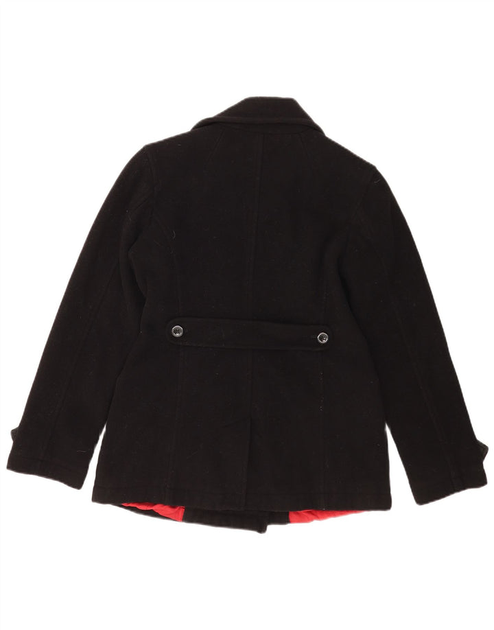 Tommy Hilfiger Womens Pea Coat UK 12 Medium Black Wool