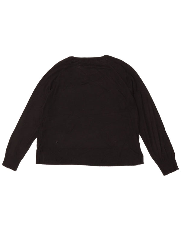 Zara Womens Boat Neck Jumper Sweater UK 16 Large Black Viscose