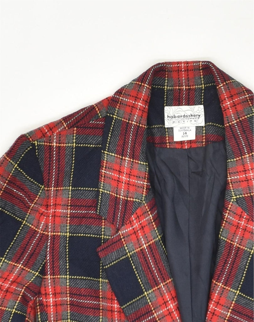 HABERDASHERY Womens Petite 1 Button Blazer Jacket UK 14 Large Red Check | Vintage Haberdashery | Thrift | Second-Hand Haberdashery | Used Clothing | Messina Hembry 