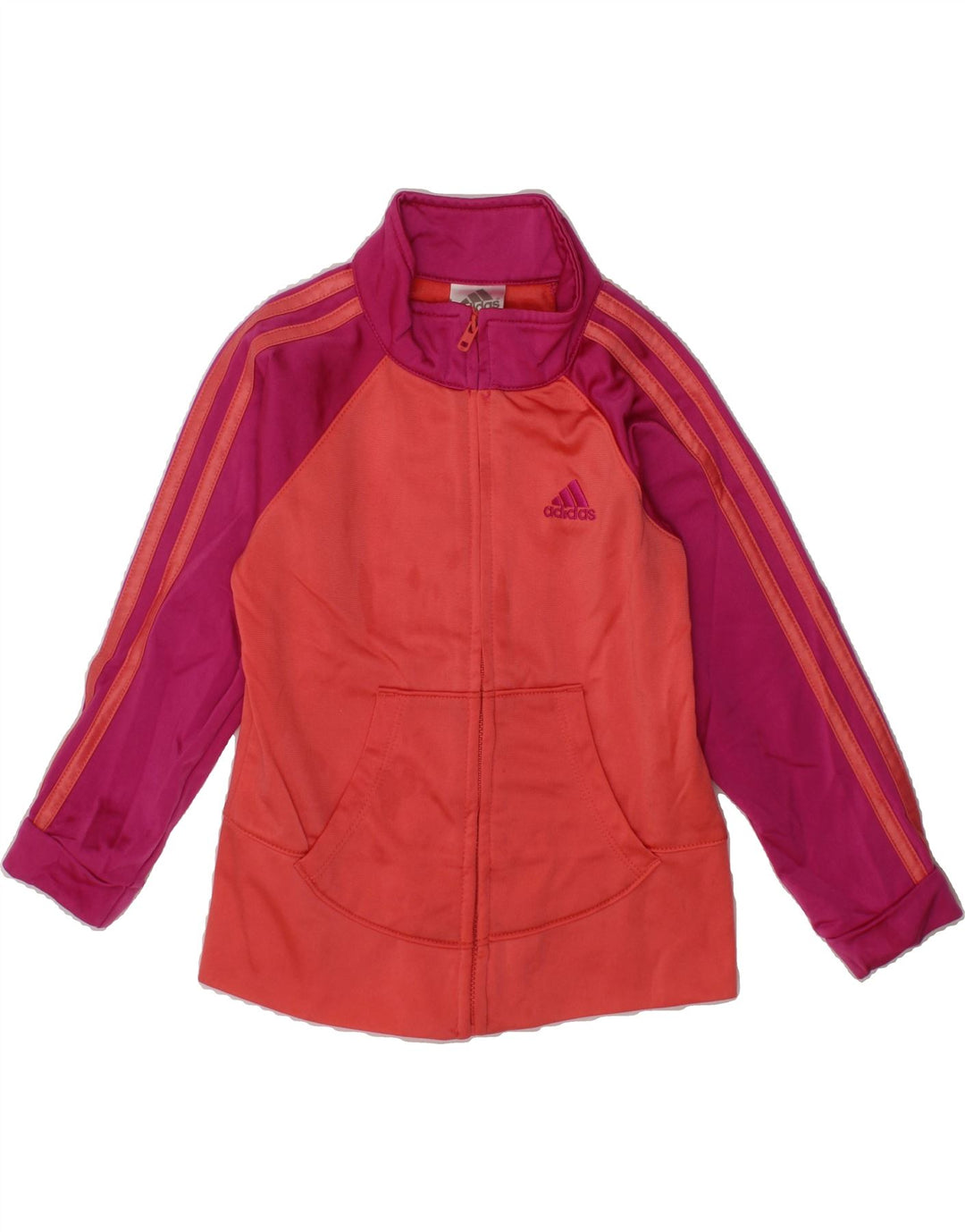 ADIDAS Girls Tracksuit Top Jacket 3-4 Years Orange Colourblock Polyester Vintage Adidas and Second-Hand Adidas from Messina Hembry 