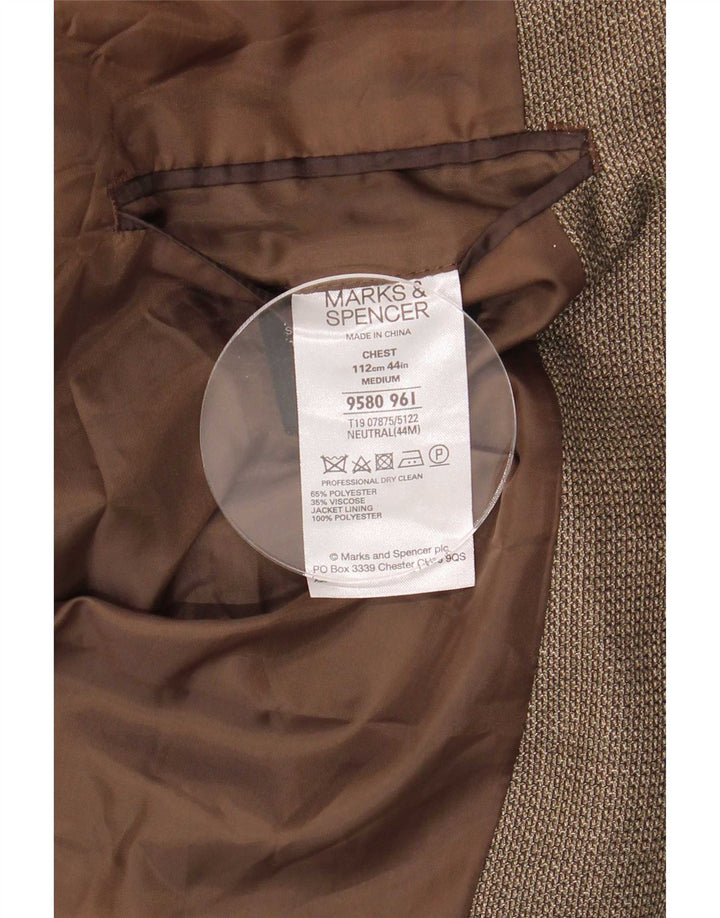 Marks & Spencer Mens 2 Button Blazer Jacket UK 44 XL Brown Polyester