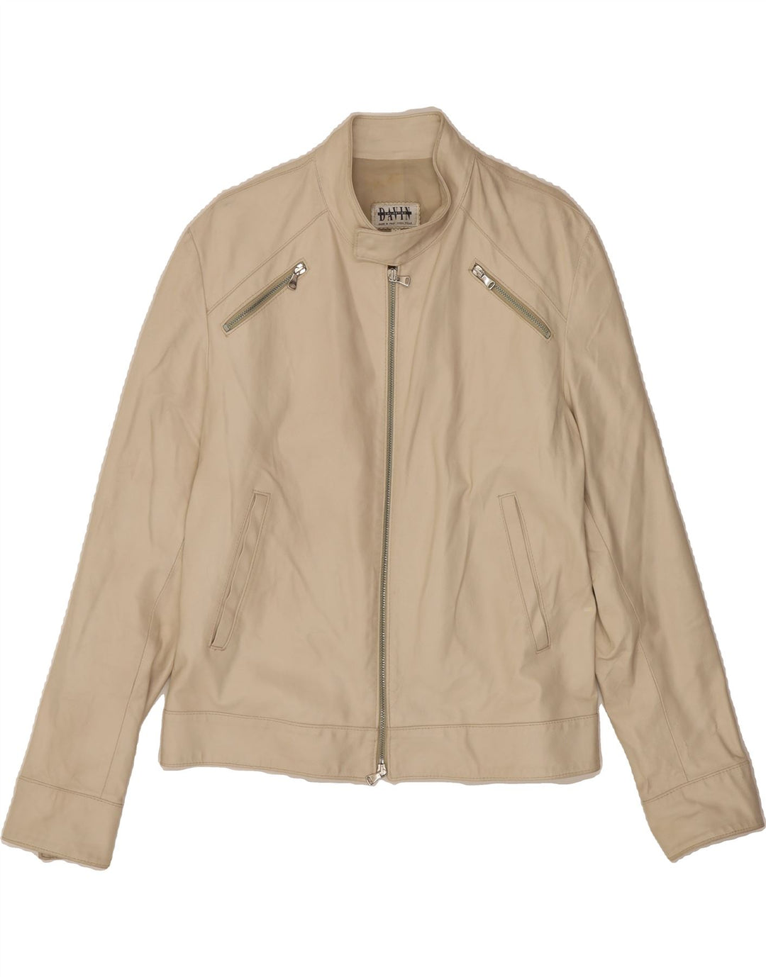 DAVIN Womens Leather Jacket UK 16 Large Beige Leather Vintage Davin and Second-Hand Davin from Messina Hembry 