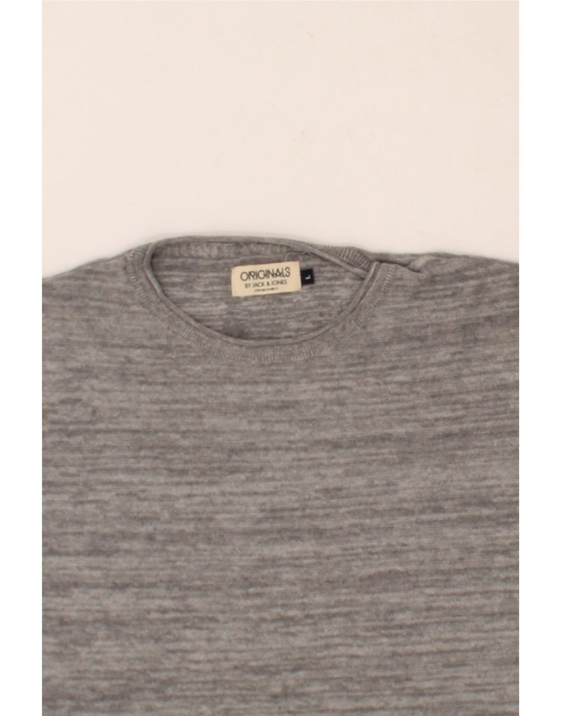JACK & JONES Mens Crew Neck Jumper Sweater Large Grey Cotton Vintage Jack & Jones and Second-Hand Jack & Jones from Messina Hembry 