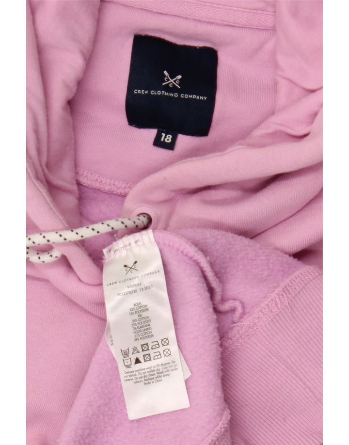 CREW CLOTHING Womens Crop Hoodie Jumper UK 18 XL Pink Cotton