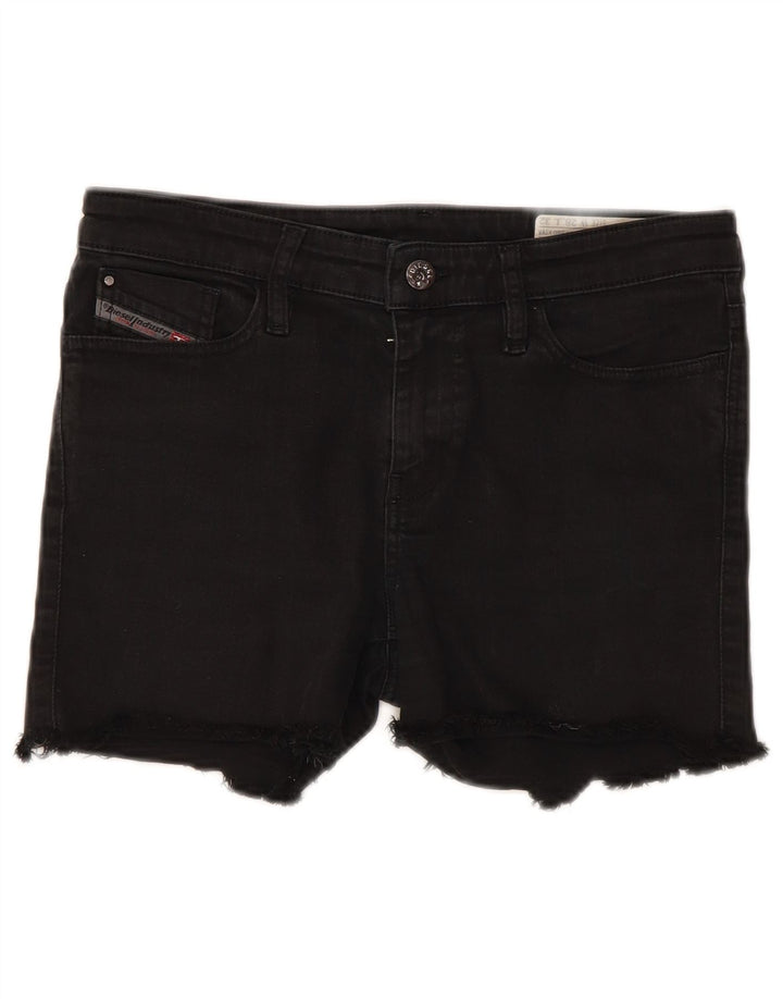 Diesel Womens Skinzee Denim Shorts W28 Medium Black Cotton
