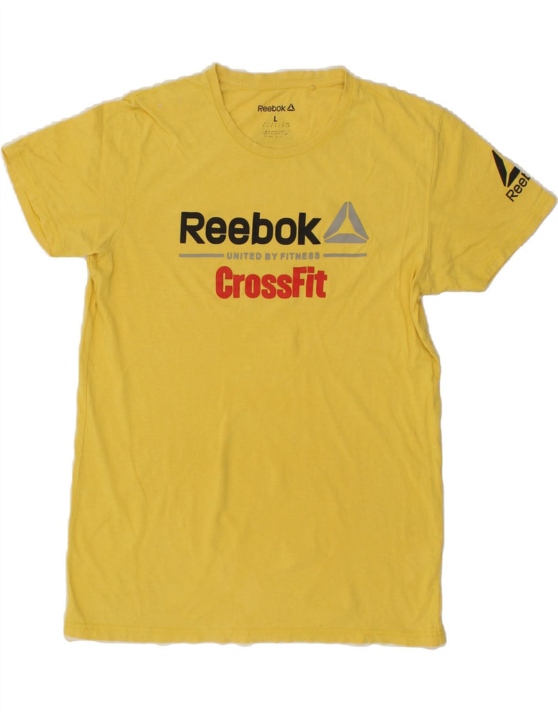 REEBOK Mens Graphic T-Shirt Top Large Yellow | Vintage Reebok | Thrift | Second-Hand Reebok | Used Clothing | Messina Hembry 