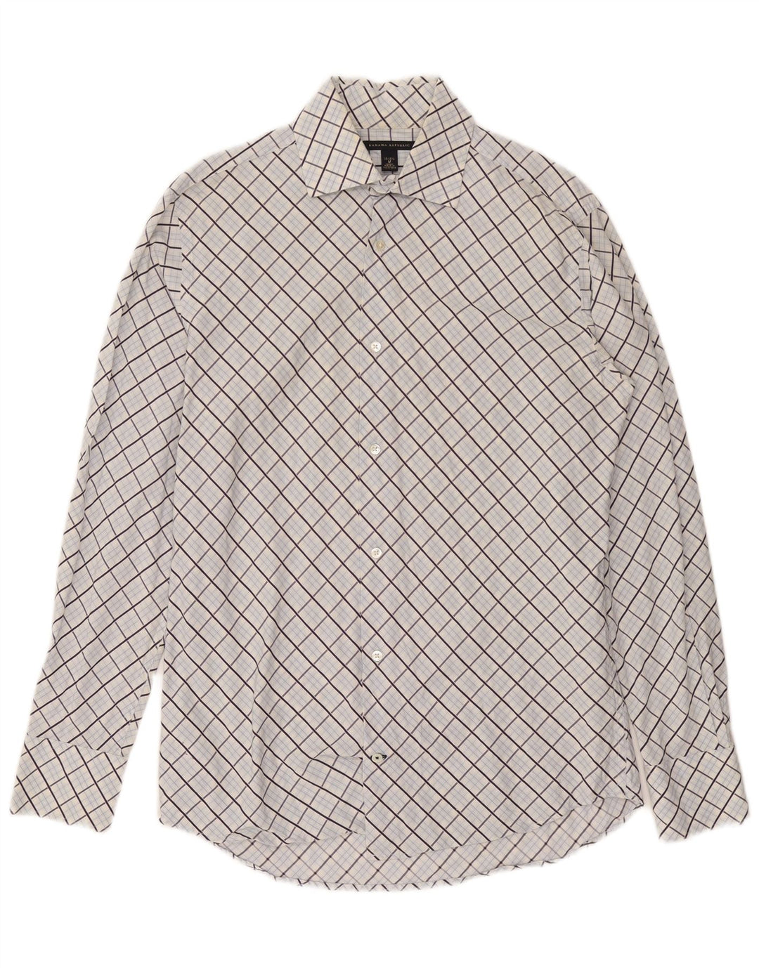 Banana Republic Mens Shirt Size 15 15 1/2 Medium Blue Check Cotton