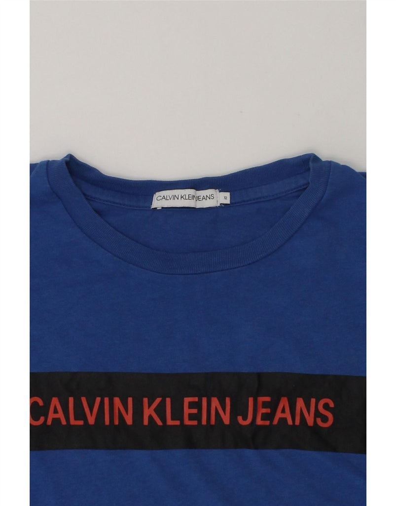 CALVIN KLEIN Boys Graphic T-Shirt Top 11-12 Years Blue Cotton | Vintage Calvin Klein | Thrift | Second-Hand Calvin Klein | Used Clothing | Messina Hembry 