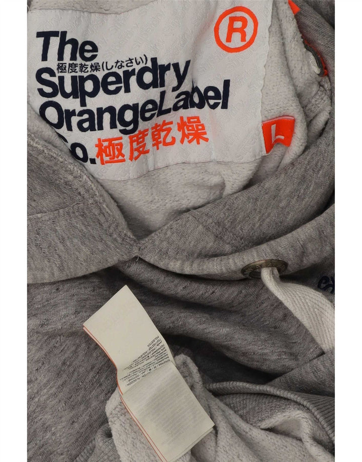 Superdry Mens Hoodie Jumper Large Grey Flecked Cotton