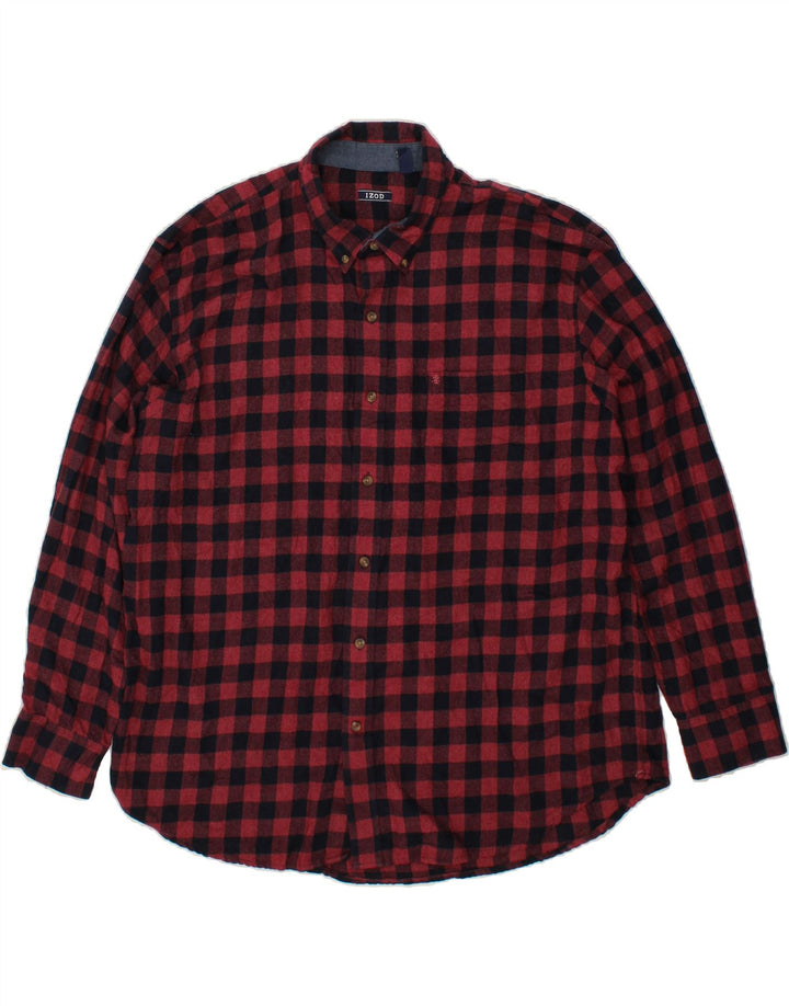 IZOD Mens Flannel Shirt 2XL Red Gingham Cotton Vintage Izod and Second-Hand Izod from Messina Hembry 