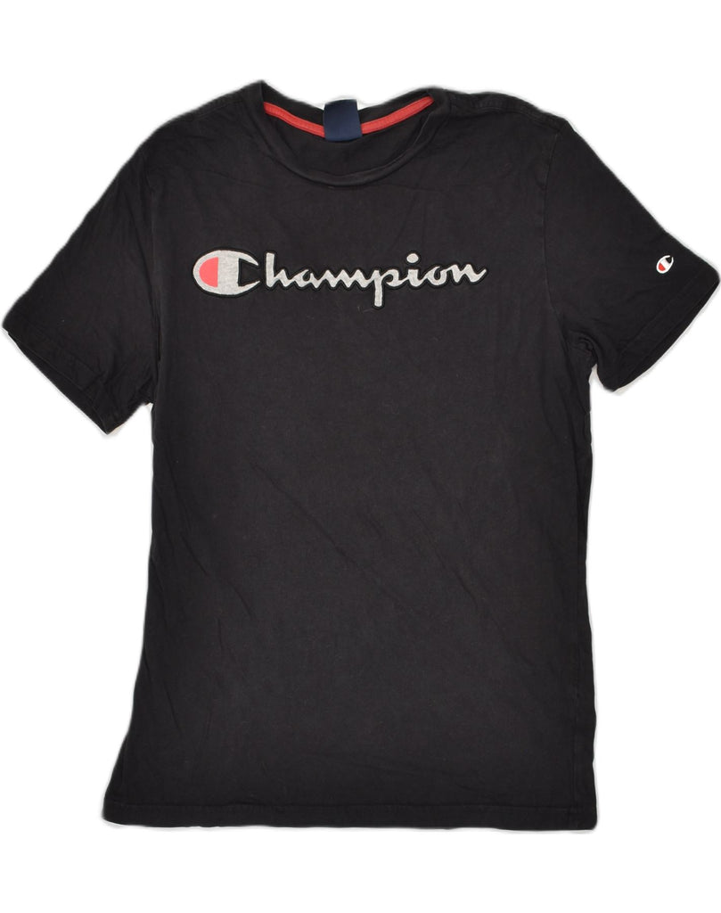 CHAMPION Mens Graphic T-Shirt Top Medium Black Cotton | Vintage Champion | Thrift | Second-Hand Champion | Used Clothing | Messina Hembry 