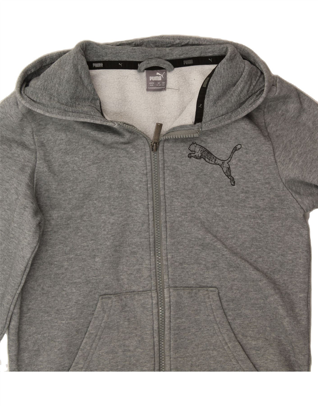 PUMA Boys Zip Hoodie Sweater 11-12 Years Large Grey Cotton Vintage Puma and Second-Hand Puma from Messina Hembry 
