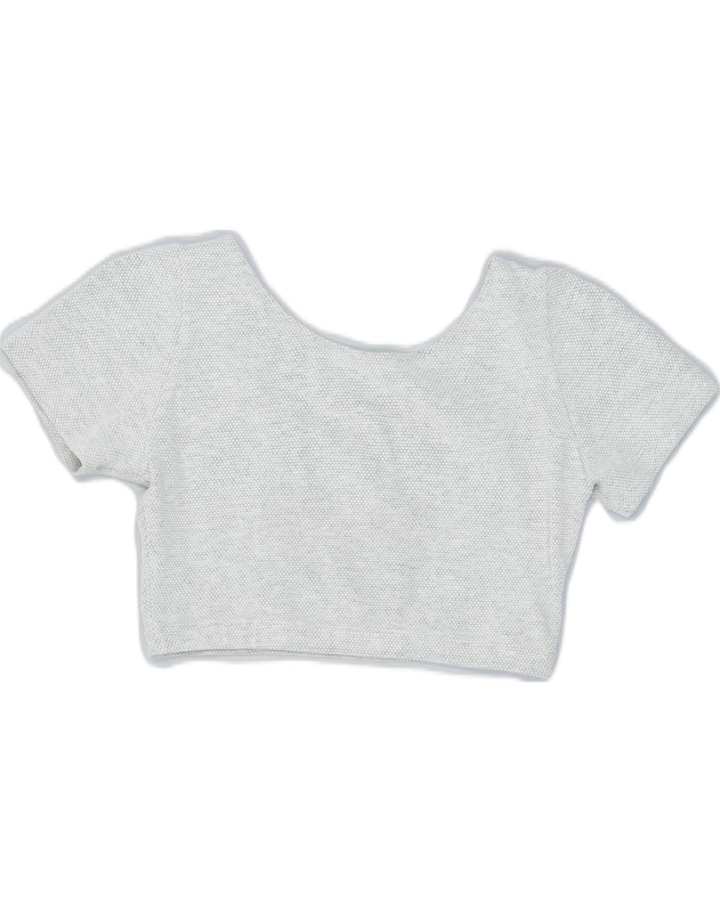 OLIVER Womens Crop Top UK 4 XS Grey Cotton | Vintage Oliver | Thrift | Second-Hand Oliver | Used Clothing | Messina Hembry 