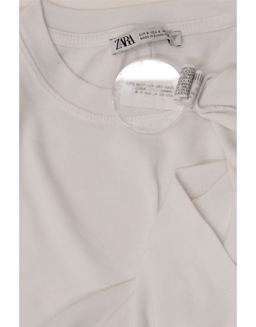 ZARA Womens Oversized T-Shirt Top UK 10 Small White Cotton