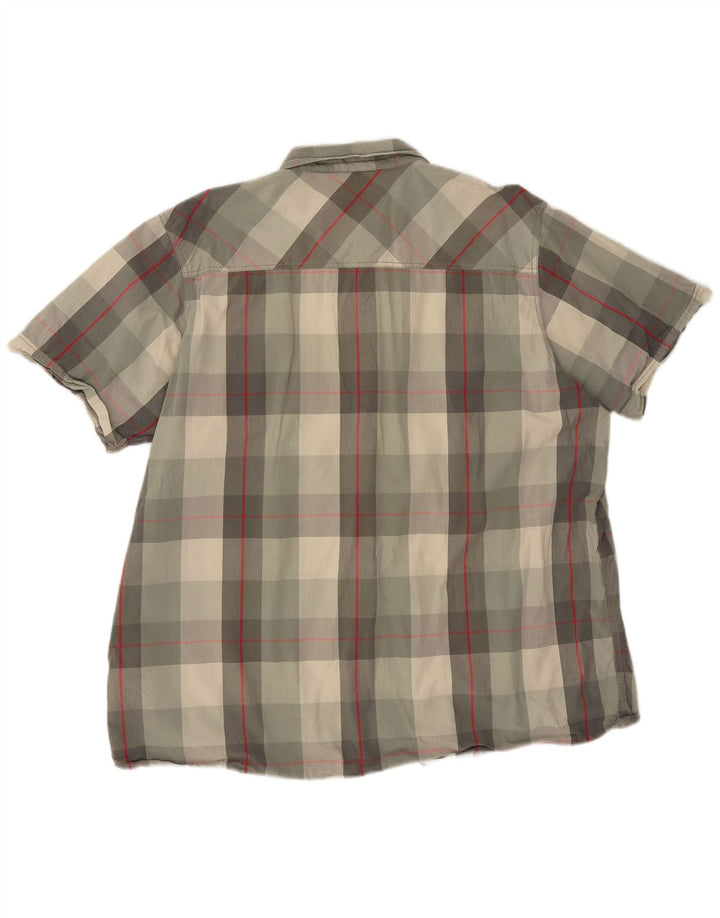 Weird Fish Mens Short Sleeve Shirt 3XL Khaki Check Cotton