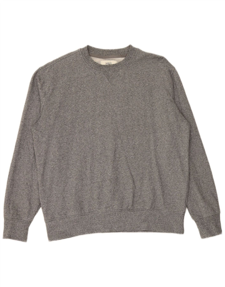Marks & Spencer Mens Sweatshirt Jumper Large Grey Flecked Cotton