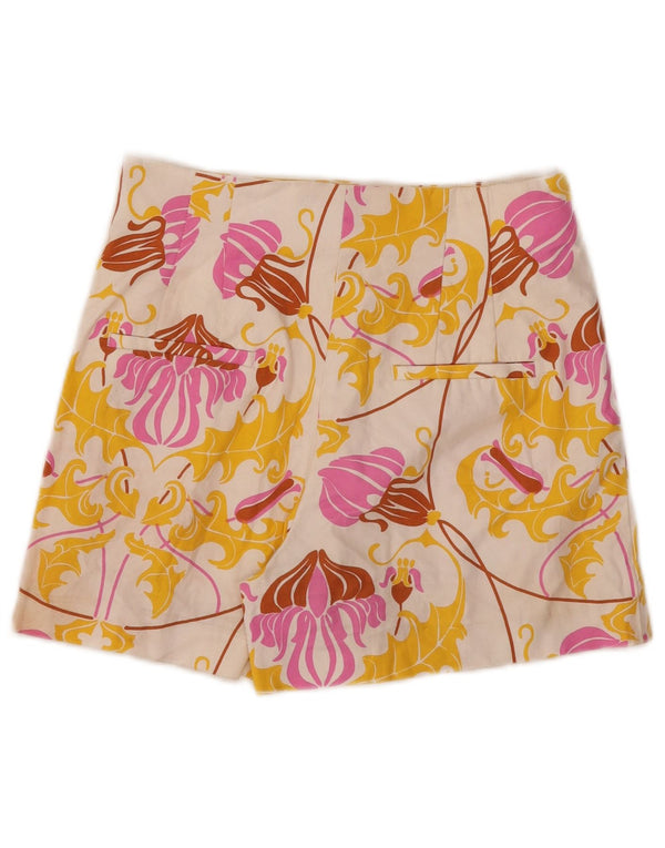 Zara Womens Casual Shorts XS W24 White Floral Cotton