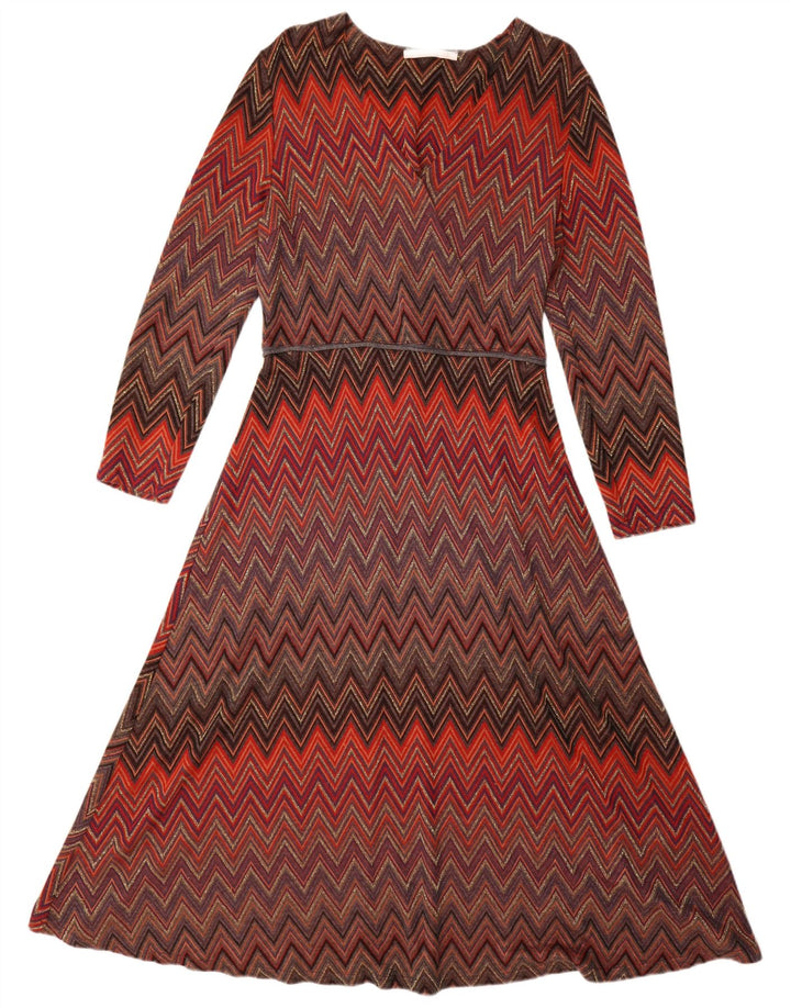 Donatella Womens Long Sleeve Maxi Dress IT 44 Medium Multicoloured Chevron