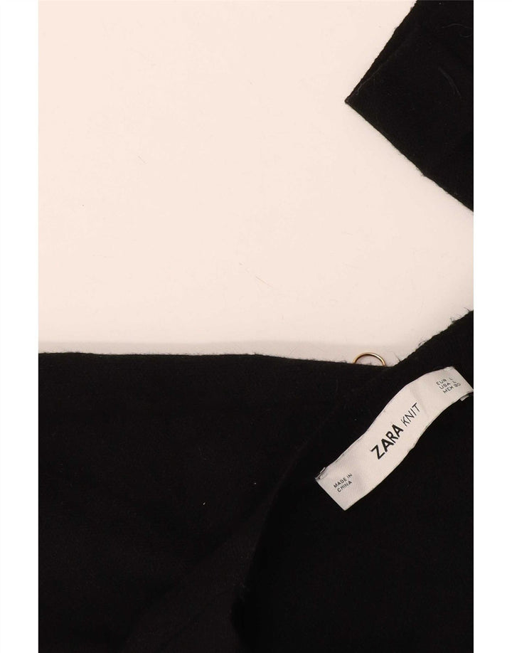 Zara Womens Longline Open Cardigan Sweater UK 16 Large Black