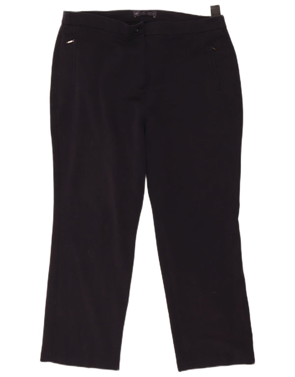 Marks & Spencer Womens High Waist Cropped Trousers UK 14 Large W34 L26 Navy