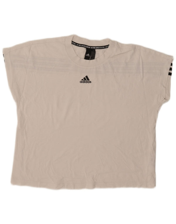 Adidas Womens Crop Oversized T-Shirt Top UK 10 Small White Cotton