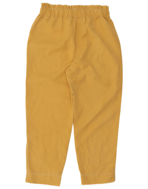 Zara Womens High Waist Tapered Cropped Trousers Small W26 L23 Yellow Modal