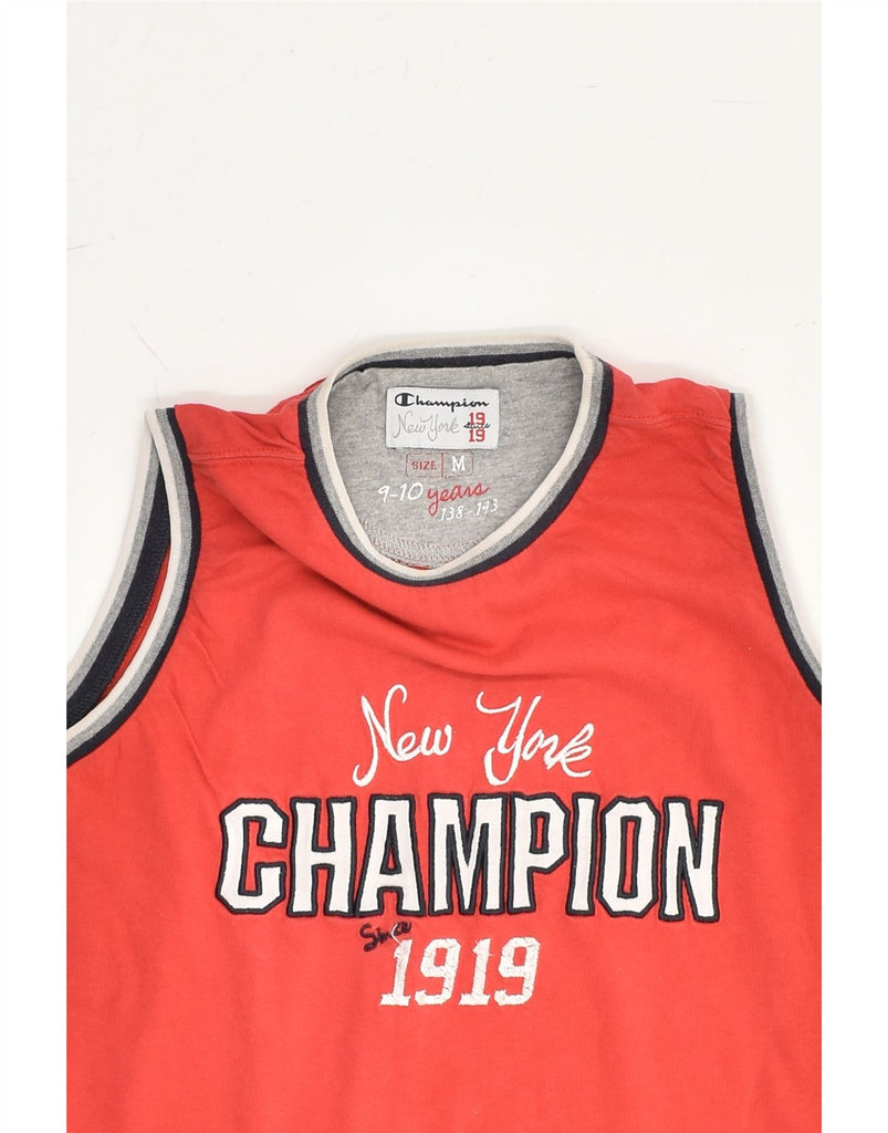 CHAMPION Boys Graphic Vest Top 9-10 Years Medium Red Cotton | Vintage Champion | Thrift | Second-Hand Champion | Used Clothing | Messina Hembry 