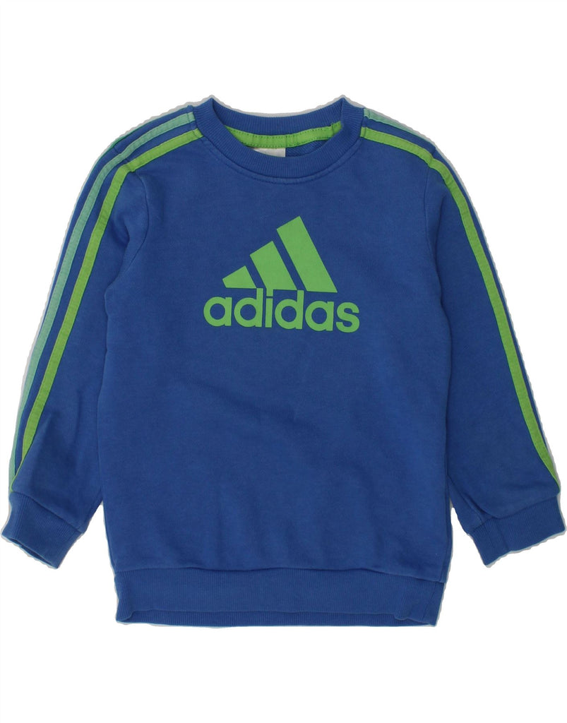 ADIDAS Boys Graphic Sweatshirt Jumper 2-3 Years Navy Blue Cotton | Vintage Adidas | Thrift | Second-Hand Adidas | Used Clothing | Messina Hembry 