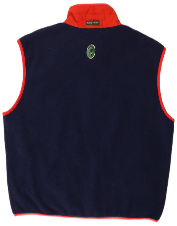 Henry Cottons Mens Fleece Gilet UK 40 Large Navy Blue Colourblock Polyester