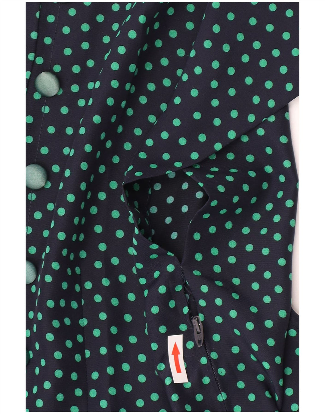 Vintage Womens A-Line Dress UK 10 Small Navy Blue Polka Dot