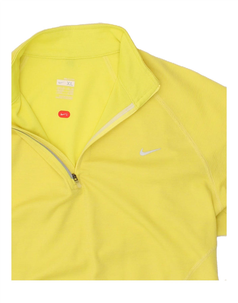 NIKE Womens Dri Fit Zip Neck Pullover Tracksuit Top UK 20/22 XL Yellow | Vintage Nike | Thrift | Second-Hand Nike | Used Clothing | Messina Hembry 