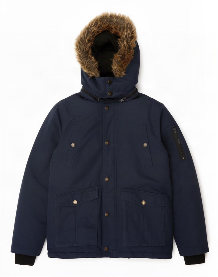 Diesel Boys Hooded Padded Jacket 13-14 Years Navy Blue Polyester