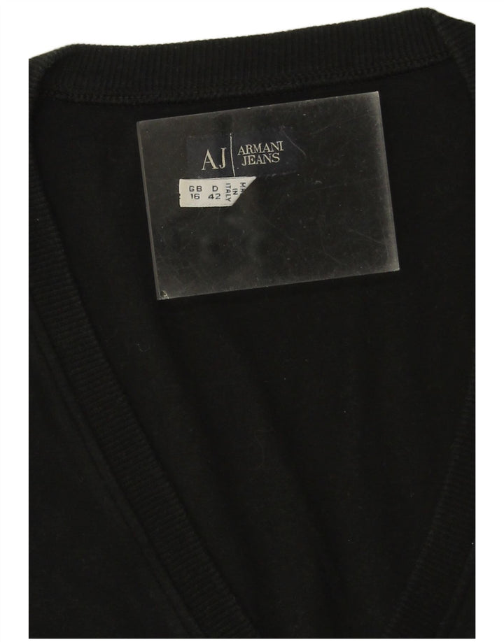 Armani Jeans Womens Crop Graphic Top 3/4 Sleeve UK 16 Large Black