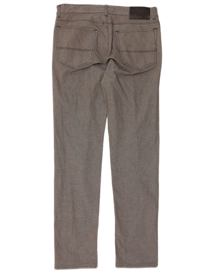 Trussardi Mens Slim Casual Trousers W34 L33 Grey Cotton