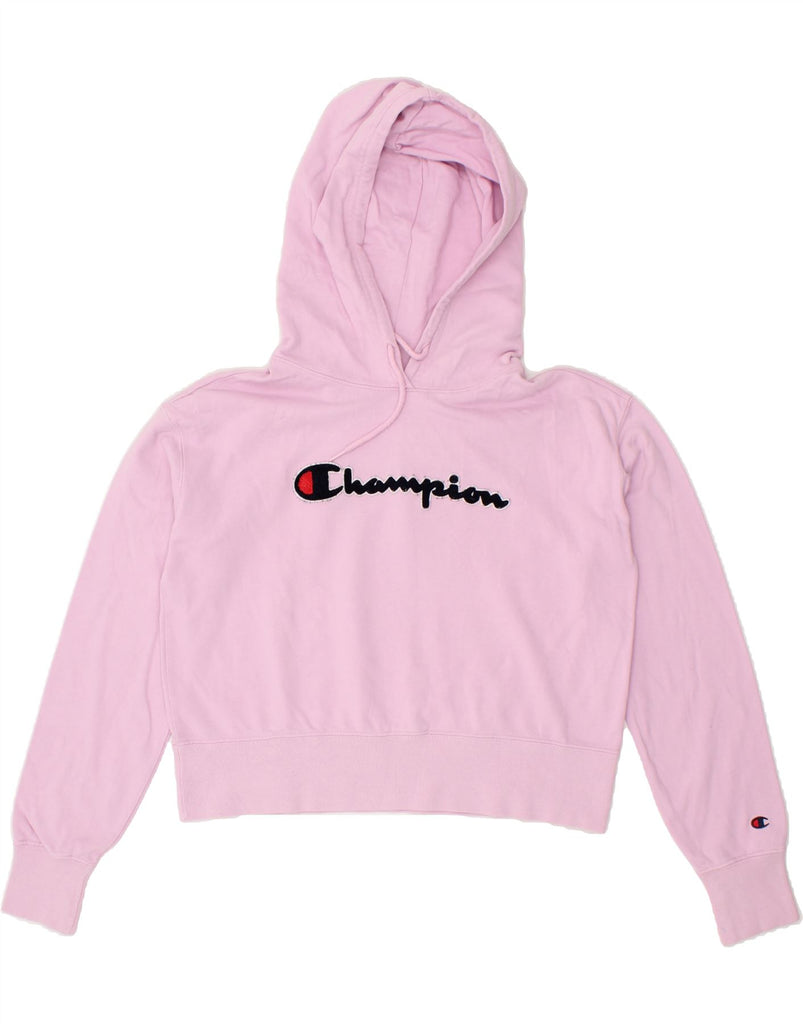 CHAMPION Womens Graphic Hoodie Jumper UK 16 Large Pink Cotton Vintage Champion and Second-Hand Champion from Messina Hembry 