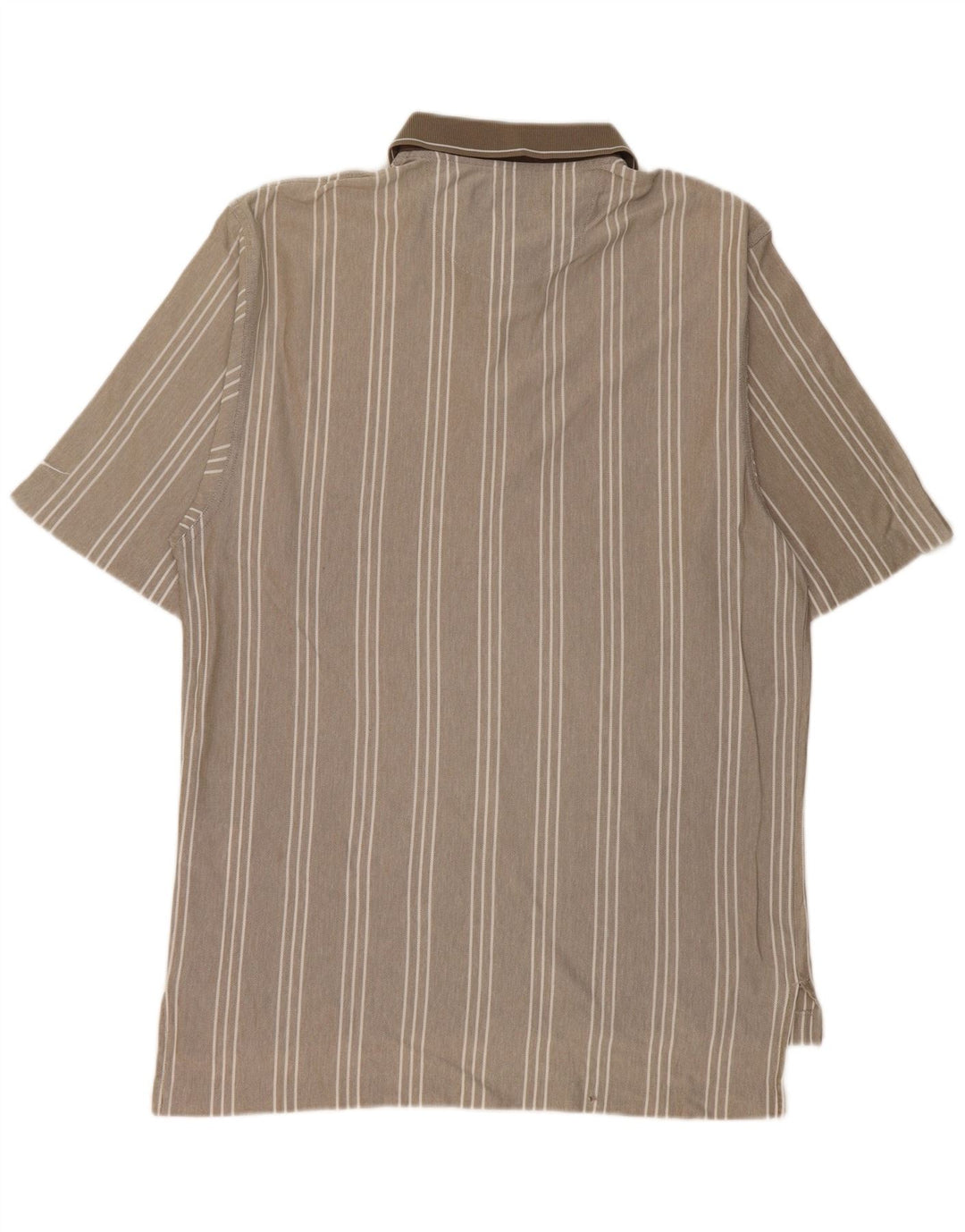 NIKE Mens Polo Shirt UK 39/41 Medium Beige Striped