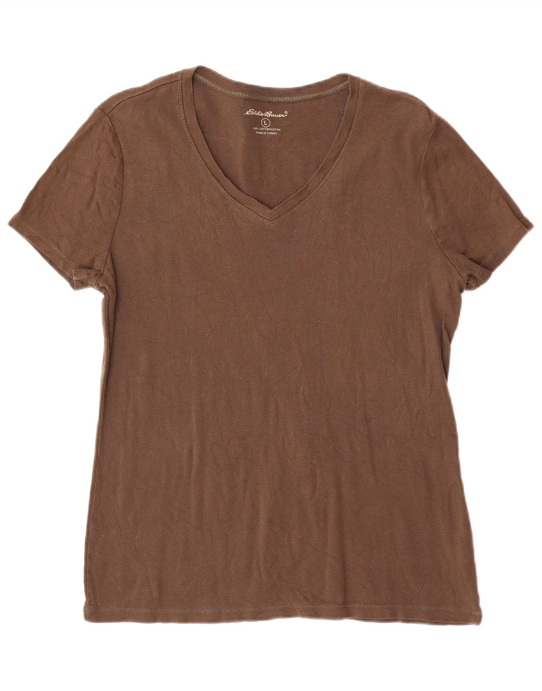 EDDIE BAUER Womens T-Shirt Top UK 14 Large Brown Cotton