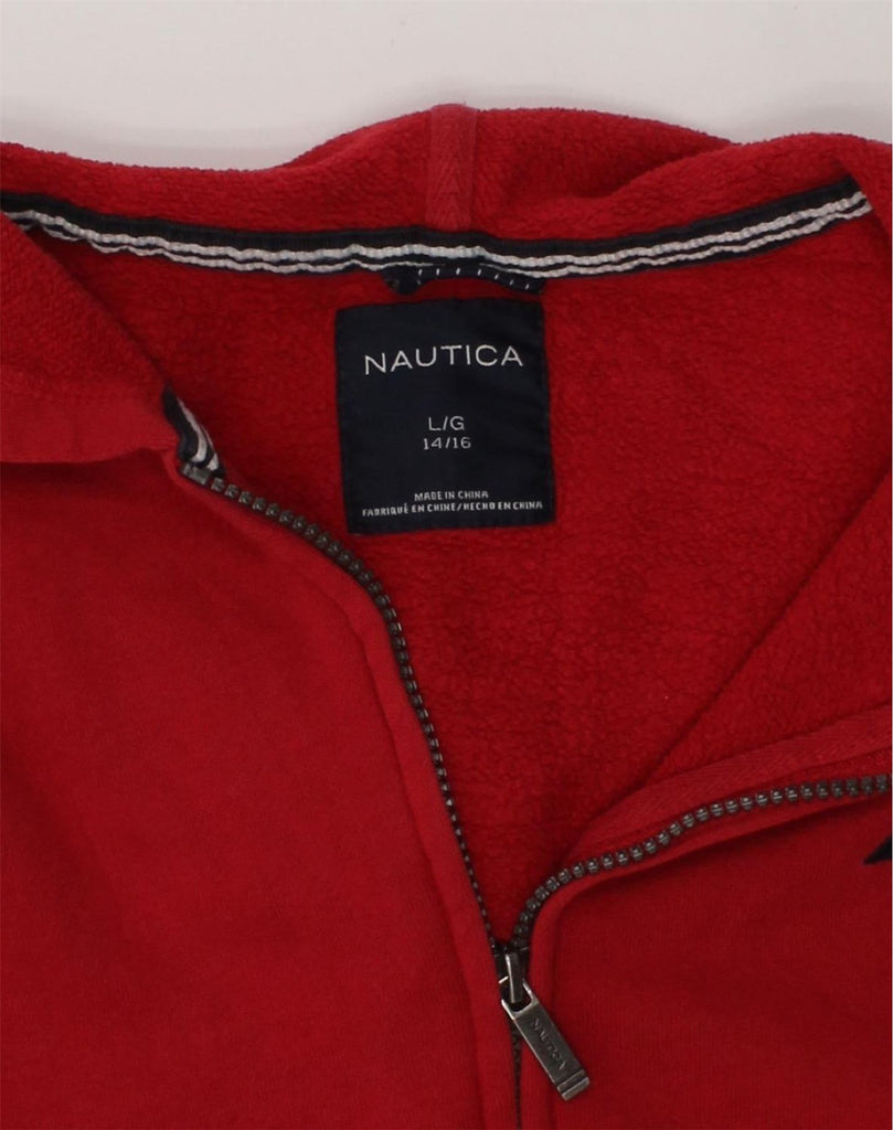 NAUTICA Boys Zip Hoodie Sweater 14-15 Years Large Red Cotton | Vintage Nautica | Thrift | Second-Hand Nautica | Used Clothing | Messina Hembry 