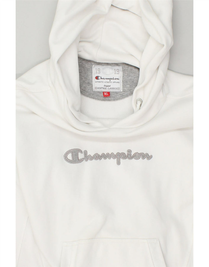 CHAMPION Womens Heritage Classics Graphic Hoodie Jumper UK 18 XL White | Vintage Champion | Thrift | Second-Hand Champion | Used Clothing | Messina Hembry 