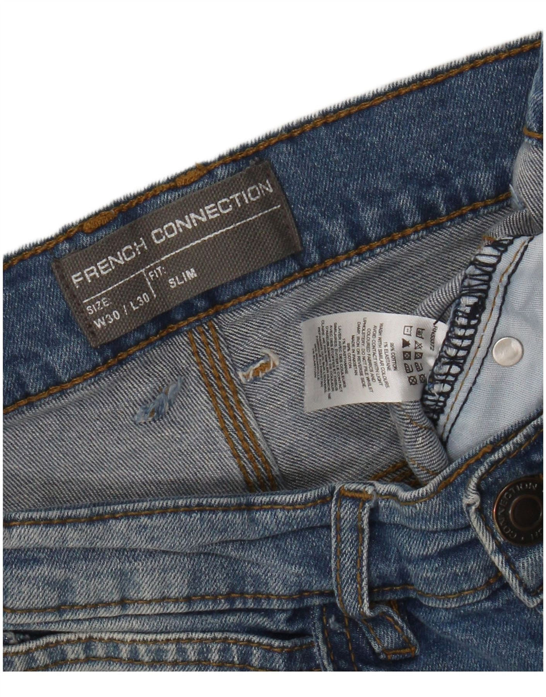 French Connection Mens Slim Jeans W30 L30 Blue Cotton