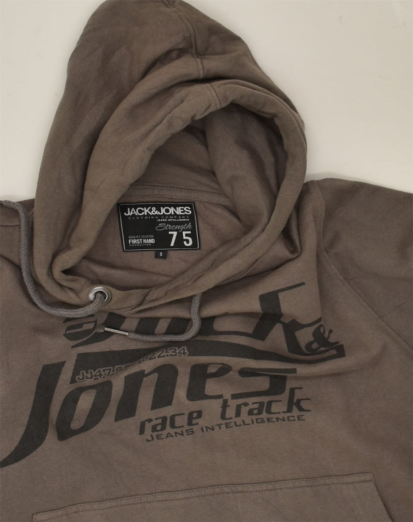 JACK & JONES Mens Graphic Hoodie Jumper Small Grey Cotton | Vintage Jack & Jones | Thrift | Second-Hand Jack & Jones | Used Clothing | Messina Hembry 