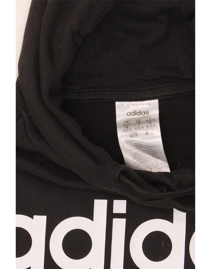 ADIDAS Womens Oversized Graphic Hoodie Jumper UK 4/6 XS Black
