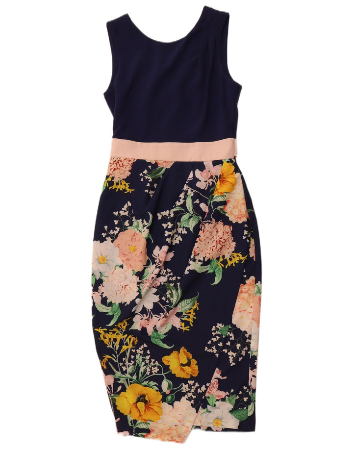 CLOSET Womens Sleeveless Bodycon Dress UK 8 Small  Navy Blue Floral