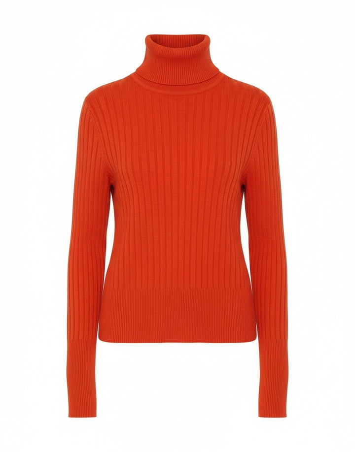 Zara Womens Crop Roll Neck Jumper Sweater UK 12 Medium Orange