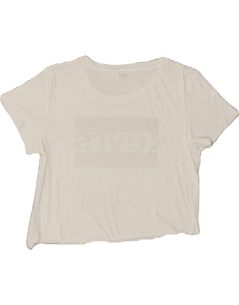 LEVI'S Womens Crop Graphic T-Shirt Top UK 14 Medium White Cotton | Vintage Levi's | Thrift | Second-Hand Levi's | Used Clothing | Messina Hembry 