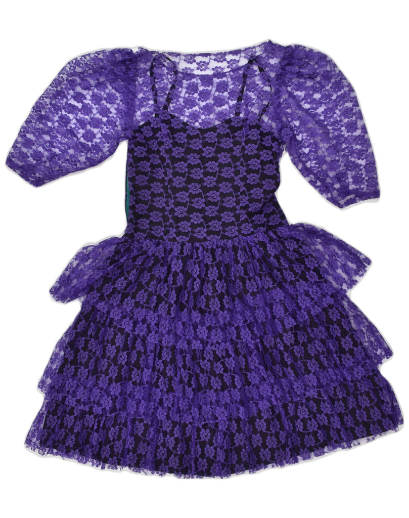 VINTAGE Womens Lace Princess Dress UK 8 Small Purple Floral | Vintage Vintage | Thrift | Second-Hand Vintage | Used Clothing | Messina Hembry 