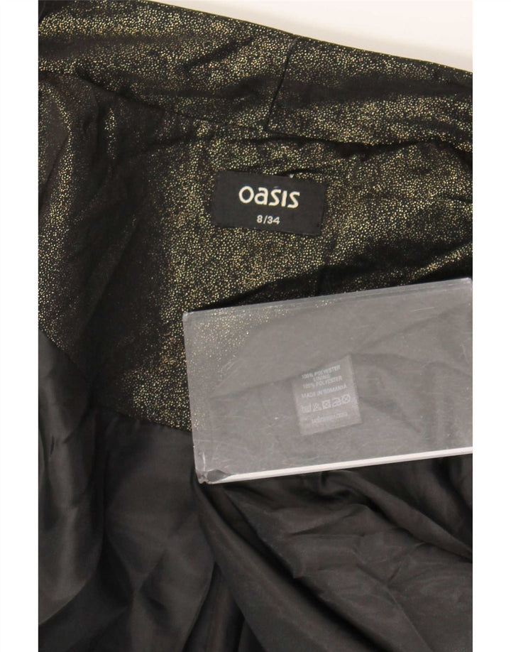 Oasis Womens 3/4 Sleeve Open Blazer Jacket UK 8 Small Khaki Polyester