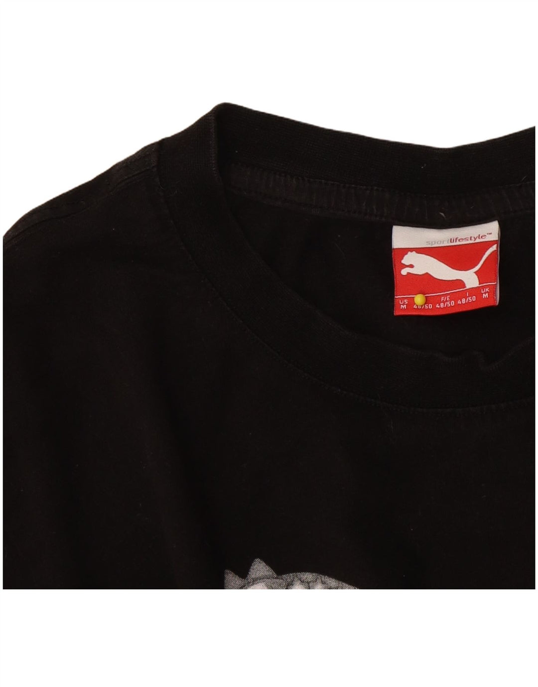 Puma Mens Graphic T-Shirt Top Medium Black Colourblock